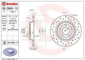 Brembo 08.D864.1X - Brzdový kotúč -