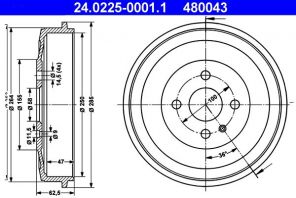 ATE 24.0225-0001.1 - Brzdový bubon -