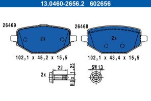 ATE 13.0460-2656.2 - Brzdové platničky -
