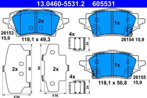 ATE 13.0460-5531.2 - Brzdové platničky -