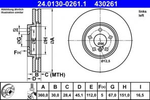 ATE 24.0130-0261.1 - Brzdový kotúč -
