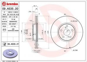 Brembo 09.A535.21 - Brzdový kotúč