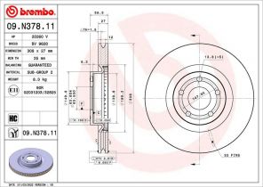 Brembo 09.N378.11 - Brzdový kotúč
