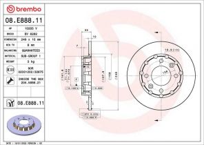 Brembo 08.E888.11 - Brzdový kotúč -
