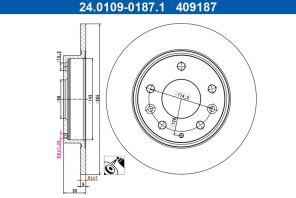 ATE 24.0109-0187.1 - Brzdový kotúč -