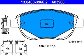 ATE 13.0460-3966.2 - Brzdové platničky -