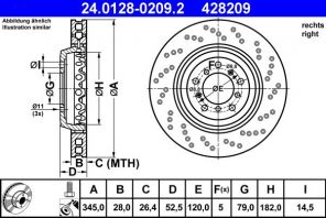 ATE 24.0128-0209.2 - Brzdový kotúč -