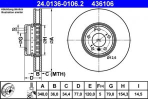 ATE 24.0136-0106.2 - Brzdový kotúč -