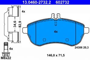 ATE 13.0460-2732.2 - Brzdové platničky -