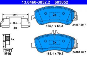 ATE 13.0460-3852.2 - Brzdové platničky -