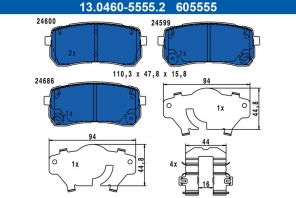 ATE 13.0460-5555.2 - Brzdové platničky -