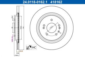 ATE 24.0118-0162.1 - Brzdový kotúč -