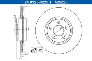 ATE 24.0125-0225.1 - Brzdový kotúč -