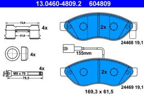 ATE 13.0460-4809.2 - Brzdové platničky -