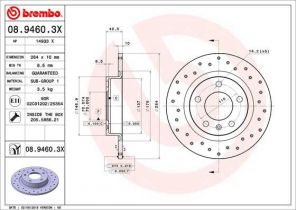 Brembo 08.9460.3X - Brzdový kotúč -