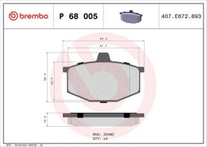 Brembo P 68 005 - Brzdové platničky -