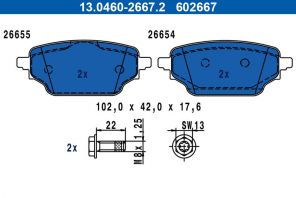 ATE 13.0460-2667.2 - Brzdové platničky -