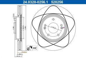 ATE 24.0328-0256.1 - Brzdový kotúč -