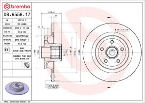 Brembo 08.9558.17 - Brzdový kotúč -