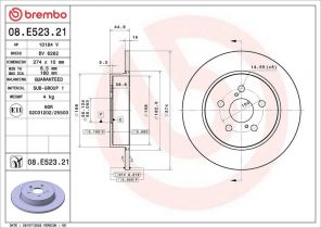 Brembo 08.E523.21 - Brzdový kotúč -