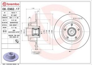 Brembo 08.E962.17 - Brzdový kotúč -