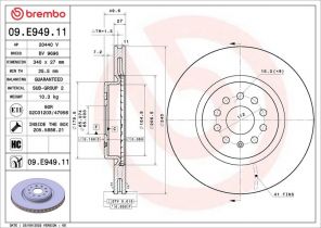 Brembo 09.E949.11 - Brzdový kotúč