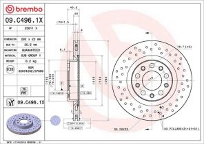 Brembo 09.C496.1X - Brzdový kotúč