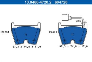 ATE 13.0460-4720.2 - Brzdové platničky -