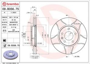 Brembo 09.B356.75 - Brzdový kotúč