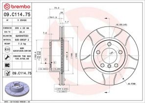 Brembo 09.C114.75 - Brzdový kotúč