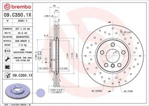 Brembo 09.C350.1X - Brzdový kotúč