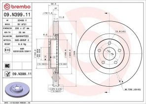 Brembo 09.N399.11 - Brzdový kotúč