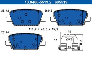 ATE 13.0460-5519.2 - Brzdové platničky -