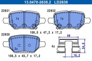 ATE 13.0470-2638.2 - Brzdové platničky -