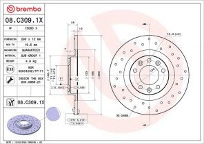 Brembo 08.C309.1X - Brzdový kotúč -