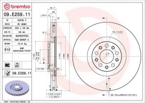 Brembo 09.E259.11 - Brzdový kotúč
