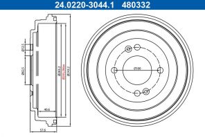 ATE 24.0220-3044.1 - Brzdový bubon -