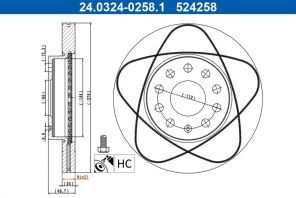 ATE 24.0324-0258.1 - Brzdový kotúč -