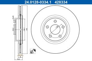 ATE 24.0128-0334.1 - Brzdový kotúč -