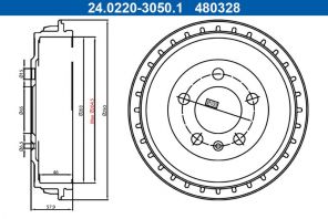 ATE 24.0220-3050.1 - Brzdový bubon -
