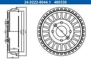 ATE 24.0222-8044.1 - Brzdový bubon -