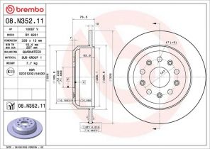 Brembo 08.N352.11 - Brzdový kotúč -