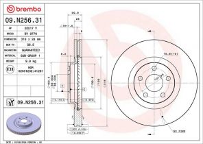Brembo 09.N256.31 - Brzdový kotúč