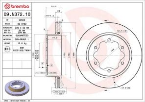 Brembo 09.N372.10 - Brzdový kotúč