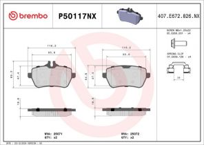 Brembo P50117NX - Brzdové platničky -