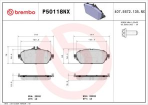 Brembo P50118NX - Brzdové platničky -