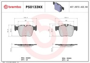 Brembo P50133NX - Brzdové platničky -