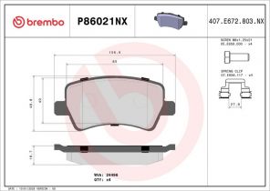 Brembo P86021NX - Brzdové platničky -