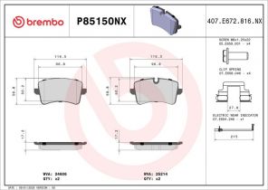 Brembo P85150NX - Brzdové platničky -