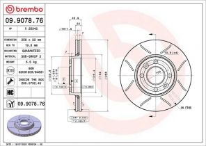 Brembo 09.9078.76 - Brzdový kotúč -